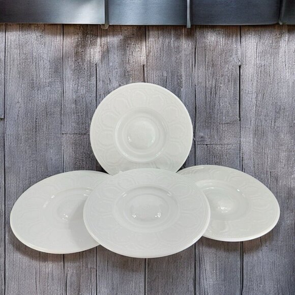 Coventry (PTS), Parthenon White | Replacements, Ltd Coventry Fine Porcelain Parthenon Round White Dish‎ Plate Set 4 Dishes Plates